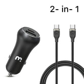 2 - in - 1 Dual Port Fast Charging Car Charger with 6ft USB - C CableMyBat Pro